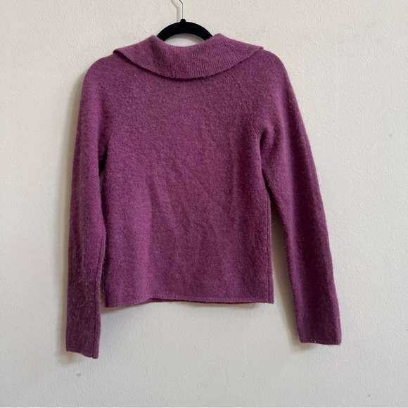 Vince Brushed Alpaca & Merino Wool Blend Polo Sweater Hollyhock Small - Picture 3 of 3